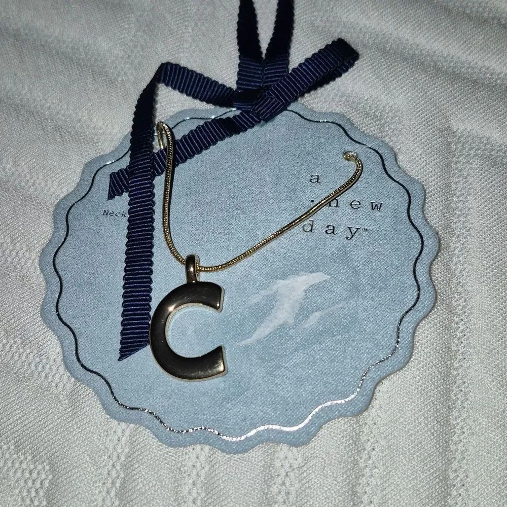 A New Day Letter C Gold Tone Necklace - New